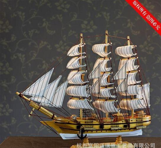 45cm帆船模型木质工艺品手工帆船木质船家居摆件fj45a14